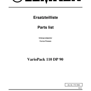 Lemken Variopack 100 Dp90 Parts Manual