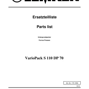 Lemken Variopack S110 Dp70 Parts Manual
