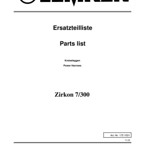 Lemken Zirkon 7 300 Parts Manual