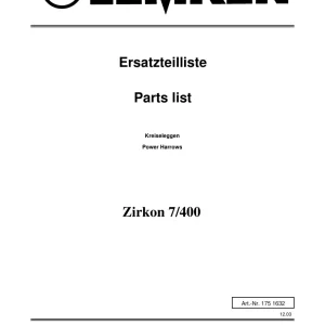 Lemken Zirkon 7 400 Parts Manual