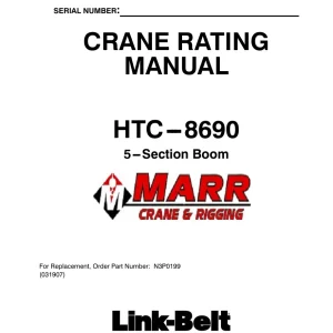 LinkBelt Htc 8690 5 Boom Crane Rating Operators Manual