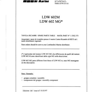 Lombardini Ldw602M Parts Manual