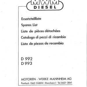 Diter Mwm D992 D993 Parts Manual