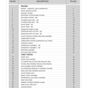 Mahindra 265Di Parts Manual