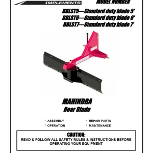 Mahindra Bblst5, Bblst6, Bblst7 Operators Manual