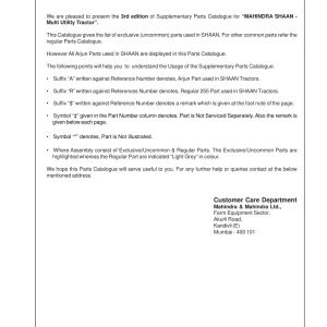 Mahindra Shaan Parts Manual