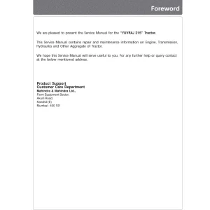 Mahindra Yuvraj 215 Service Manual