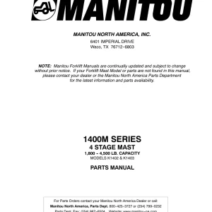 Manitou 1400M Parts Manual