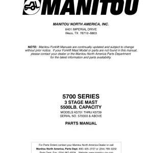 Manitou 5700 Parts Manual