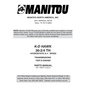 Manitou Kd Hawk 30 2 4Th Parts Manual