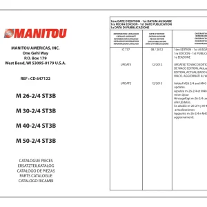 Manitou M26 M30 M40 M50 2 4 St3B 2012 Parts Manual