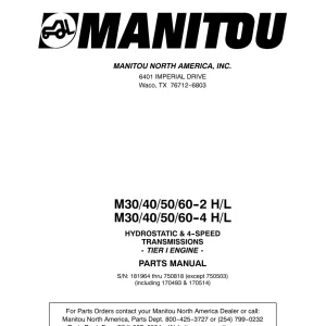 Manitou M30 40 50 60 2H 4H L Parts Manual