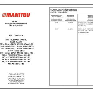Manitou Mc30 Mc26 Mc40 Mc50 Mc60 Mc70 2008 Parts Manual