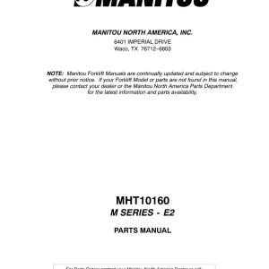 Manitou Mht10160 Parts Manual