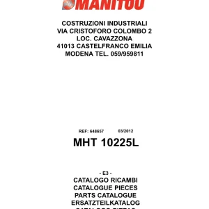 Manitou Mht10225Lt Parts Manual