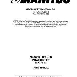 Manitou Mla628 120 3 E2 Parts Manual