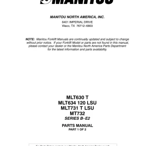 Manitou Mlt630 634 731 732 Parts Manual