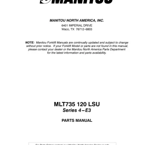 Manitou Mlt735 120 E3 Parts Manual