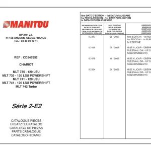 Manitou Mlt735 741 742 E2 Parts Manual