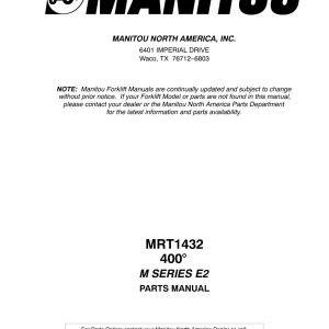 Manitou Mrt1432 400 Mseries E2 Parts Manual