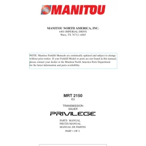 Manitou Mrt2150 Sauer Parts Manual