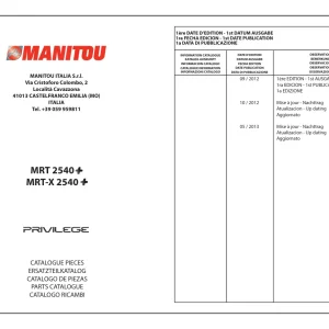 Manitou Mrt2540 Mrt X2540 Parts Manual