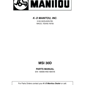 Manitou Msi30D Parts Manual