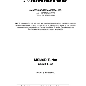 Manitou Msi30D Turbo S1 E2 Parts Manual