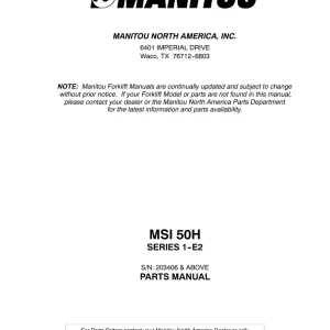 Manitou Msi50H 1 E2 Parts Manual