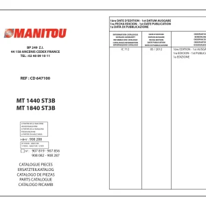 Manitou Mt1440 1840 St3B Parts Manual