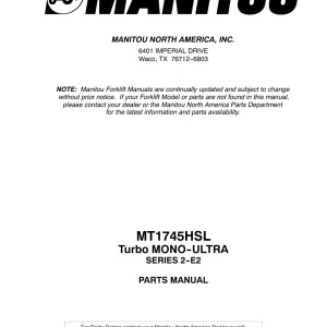 Manitou Mt1745 Parts Manual