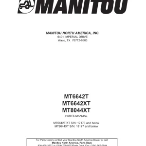 Manitou Mt6642T Mt6642Xt Mt8044Xt Parts Manual