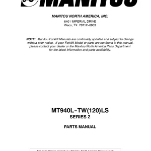Manitou Mt940L Parts Manual