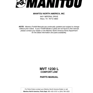 Manitou Mvt1230L Comfort Parts Manual