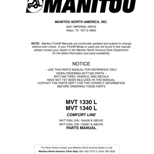 Manitou Mvt1330 1340 Parts Manual