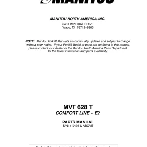 Manitou Mvt628T E2 Parts Manual