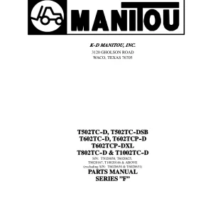 Manitou T502 T602 T802 T100 F Parts Manual