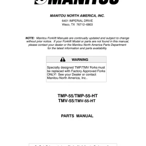Manitou Tmp55 Tmp55Ht Tmv55 Tmv55Ht Parts Manual