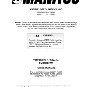 Manitou Tmt320 Fl Ht Turbo Wf Parts Manual