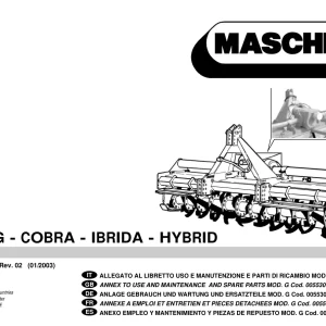 Maschio G Cobra Ibrida Hybrid Parts Manual