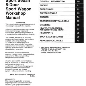 Mazda 6 Sport Wagon 2004 2004 Service Manual