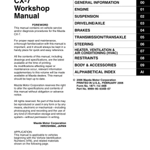 Mazda Cx7 2007 2007 Service Manual