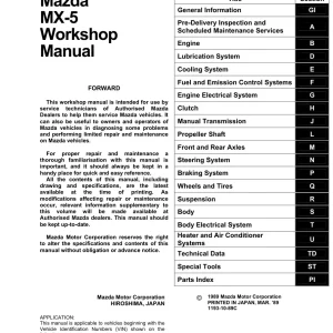 Mazda Mx5 Miata 1990 1990 Service Manual
