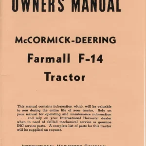 McCormick Deering F14 Farmall Operators Manual