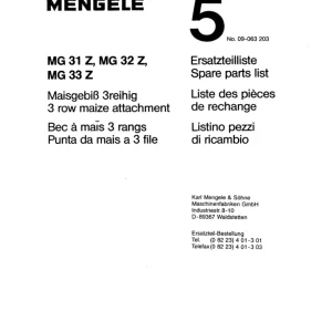 Mengele 12Mg 31Z 32Z 33Z Parts Manual