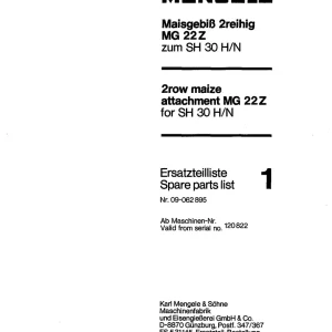 Mengele 1Mg 22Z Parts Manual