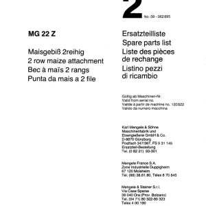 Mengele 2Mg 22Z Parts Manual