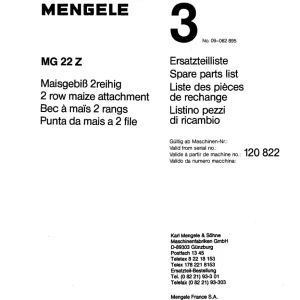 Mengele 3Mg 22Z Parts Manual