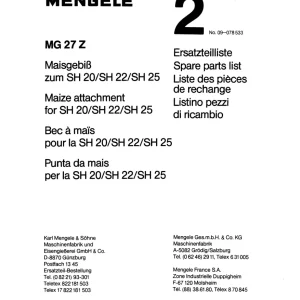 Mengele 6Mg 27Z Parts Manual