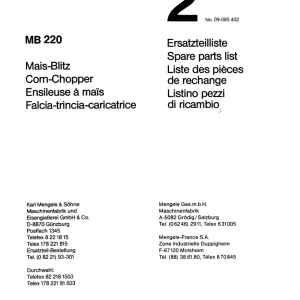Mengele Mb220 Parts Manual